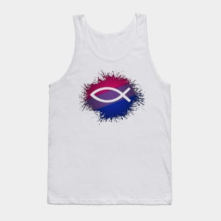 Paint Splatter Bisexual Pride Christian Fish Symbol Tank Top